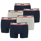 6er Pack Herren Levis SPRTSWR Logo Boxer Brief Boxershorts Unterwäsche Pants, Farbe:Navy/Grey Melange, Bekleidungsgröße:XL