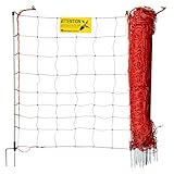 horizont Schafzaun 50 m, strongline 105 cm hoch - 14 Fiberglaspfähle mit Doppelspitze - Elektrozaun - orange - elektrischer Weidezaun für Schafe und Ziegen, Zaun zum Stecken, mobiler Zaun, Schafnetz
