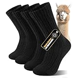 SockWaddles 4 Paar Alpaka Socken für Herren Damen, Atmungsative Thermosocken Extra Warm, Dicke Wintersocken mit Alpakawolle Größen 39-42 43-46