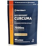 Curcuma Kapseln Hochdosiert 7.500 mg | Kurkuma Extrakt Kapseln mit Schwarzer Pfeffer | 3 Monate Vorrat - 90 Vegane Stk | Horbaach