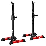 ISE Squat Rack Hantelständer mit 6 Höhenverstellbar Langhantelständer, Langhantelablage 2 Einzelnen Ständern,Max. bis 200KG, Kniebeugenständer, Langhantel Ständer für Sportstudio Zuhause