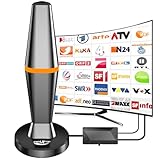 DVBT2 Antenne, DVB-T/DVB-T2-Antenne, Stärkere Stabantenne für digitales Fernsehen/Digital TV/DAB Radio/DVB-T2 Tuner Stick, Maximale Signalqualität - Mit Magnetfuß 3m Kabel