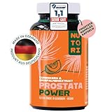 NUTORI - Kürbiskern- & Sägepalmenextrakt - hochdosiert - 80 Kapseln mit Vitamin E, Zink, Selen und Brennnesselwurzelextrakt - 700 mg Kürbiskernextrakt pro Tag - Vegan & Laborgeprüft - Made in Germany