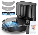 Vexilar Saugroboter mit Wischfunktion, 5000Pa Staubsauger Roboter mit Absaugstation, LiDAR-Navigation mit Mapping, 180Min Laufzeit, APP/Alexa Steuerung, ideal für Tierhaare Teppich Hartboden