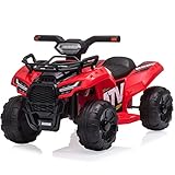 Quad Kinder Elektro ATV, 6V Kinder Elektroauto Quad mit LED Frontlicht, MP3, USB, Lautstärkeregler und großer Sitz, Elektrische Fahrt auf Spielzeug 1-3 Jahre Kinder(rot)