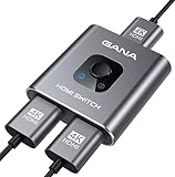 HDMI Switch HDMI Splitter,GANA Aluminium HDMI Switcher Bidirektionaler 2 In 1 Out oder 1 In 2 Out Manueller HDMI Umschalter unterstützt HD 4K 3D für HD TV/Fire Stick/Xbox/PS3/PS4(Farbe zufällig)