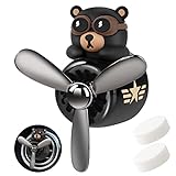 URAQT Auto Diffuser,Cartoon Bär Pilot Auto Lufterfrischer Automotive Air Outlet Lüfterfrischer Vent Clips Auto Innendekorationszubehör Auto Parfüm Diffusor Mit 2 x Aromatherapie Tabletten Schwarz