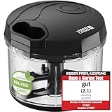 LEBENLANG Gemüse & Zwiebelschneider - 1L Obst Zerkleinerer manuell & BPA-Frei | Schwarz für Zwiebeln schneiden Knoblauch | Multifunktionschopper Küche Gemüseschneider Multizerkleinerer