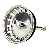 tecuro Siebkorb für Spülenabläufe, Edelstahl Ø 54 mm, Verstellbare Führungsstange, Seilzug-Drehbetätigung