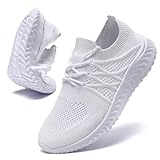 UNQWQZ Schuhe Herren Atmungsaktiv Sportschuhe Hallenschuhe Leicht Laufschuhe Turnschuhe Freizeit Running Tennis Sneakers Straßenlaufschuhe Trainingsschuhe Weiß 45
