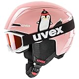 uvex Unisex Kinder, viti Set Skihelm & Skibrille, pink Penguin, 46-50 cm