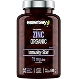 ESSENSEY - ORGANISCHES Zink (Zinkgluconat) I 120 Kapseln I 15 mg pro empfohlene Tagesdosis I 120 Tage Nahrungsergänzung I Für Vegetarier