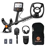 SUNPOW Metalldetektor – 5 Modi Profi für Erwachsene, Pinpointer, IP68 wasserdichte 30 cm Suchspule, 2X HD-LCD Display, DSP-Chip, Verstellbarer Schaft, Robuste Spiralstruktur, Komplettes Set