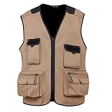 WORK IDEA Herren Outdoor-Arbeitsweste Multi-Pocket-Angelweste Lichtfeldweste Tarnweste Sommer-Multifunktionsweste atmungsaktive Angelweste…