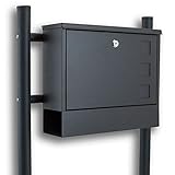 BITUXX® Standbriefkasten Briefkasten Postkasten Mailbox Briefkastenanlage mit integrierten Zeitungsfach Dunkelgrau Anthrazit