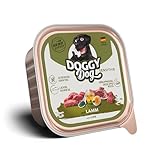 DOGGY Dog Paté Lamm Sensitive, 10 x 150 g, Nassfutter für Hunde, getreidefreies Hundefutter mit Lachsöl und Grünlippmuschel, besonders gut verträgliches Alleinfuttermittel, Made in Germany