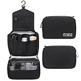 Simpolor Hängender Kulturbeutel,Wasserdichter Reise-Kultur-Organizer mit Stabilem Haken,Kompakte Tragbare Kosmetiktasche für Damen Herren,Badezimmer-Aufbewahrungstasche Schwarz-S
