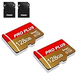 2 Pack Speicherkarte 128GB with Adapter, High Speed Memory Card, UHS-I C10 A1 Memory TF Card for Tablet/Mobile Phone/Camera/Car Audio/Game Console (TF162 Red Gold 128GB)