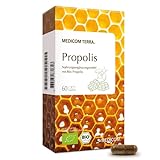Medicom - Propolis Bio, Gereinigte Bio Propolis Kapseln, Natürlicher Bienenharzkomplex für Gesundheit und Wohlbefinden, Vitamine, Spurenelemente, Öle - 60 Kapseln