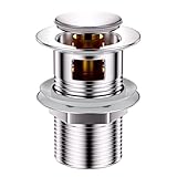 WLTEDRGO Waschbecken Ablaufgarnitur mit Überlauf mit Knopf - Chrom Ablaufventil Pop Up 1¼’’ aus Edelstahl und Messing für Waschtisch, Ablaufgarnitur Waschbecken PopUp Ventil, Einfacher Einbau