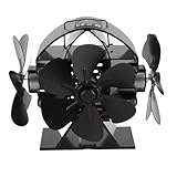 SALEYNABEA Wärmebetriebener Ofenventilator mit 3 Köpfen, Kaminventilator mit 18 Flügeln aus Aluminium, 270 Grad blasender Holzofenventilator, energieeffizient, mit Schutzhülle für die