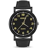 OFFCUP Armbanduhr Herren, Analog Quarz Uhr für Herren Uhren, Herrenuhr mit Lederarmband, Minimalist Uhr für Männer mit Großem Zifferblatt, Klassische Herren Business Uhr Leicht zu Lesen