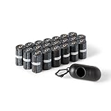 Amazon Basics Hundekotbeutel mit Spender und Leinenclip, Unparfümiert, 300 Beutel (20 Packungen mit je 15 Beuteln), Schwarz