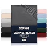 Dreamzie Spannbetttlaken 200x200 cm - Hoher Steg bis 33 cm - 100% Mikrofaser - Dunkelgrau - Schadstoffgeprüft (Oeko TEX), Bettlaken mit Gummizug