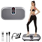 Vibrationsplatte 4D, Rüttelplatte Sport für Zuhause mit Fernbedienung und Widerstandsbändern, Heizfunktion&Bluetooth, 150KG Kapazität Vibrationsboard, 120 Vibrationsstufen