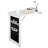 SoBuy Wandklapptisch mit Drop-Leaf Klappbarer Esstisch mit Memo-Board Platzsparender Klapptisch für Küche, Büro und kleine Räume Weiß 50cm x 75cm x 76cm FWT20-W