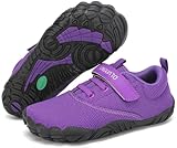 SAGUARO Barfussschuhe Kinder Barfußschuhe Jungen Mädchen Traillaufschuhe Leicht Bequeme Barfuß Laufschuhe rutschfest Atmungsaktiv Zehenschuhe mit Klettverschluss, Violett, 25 EU