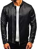 BOLF Herren Kunstlederjacke Casual Style J.Boyz 1073-A Schwarz L [4D4]