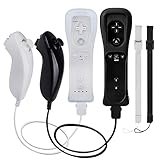 TechKen Wii Controller Remote mit Nunchuck Wii Kontroller mit Nunchuk Wii Fernbedienung Wii Vernbedinung Ersatz Controller für Wii (Controller ohne Motion Plus) (Schwarz + Weiß)