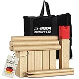 Kubb Wikinger Spiel aus Holz in Premium Qualität – Aus massivem Holz – Mit praktischer Tragetasche - Schach Spiel für draußen - Holzspiel für Kinder und Erwachsene jeden Alters, 2-12 Spieler