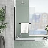 Marwell Badewannenfaltwand Black Touch 120x70 cm Gold – Duschwand für Badewanne mit 4 mm Einscheibensicherheitsglas – Mit Handtuchhalter – Hochwertiger Aluminiumrahmen in Gold