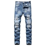 hehiy Jeans Herren Hip Hop Retro Stickerei Gewaschen Baggy Denim Hose Lässig Lose Weites Bein Hose Streetwear Herrenjeans Herren Jeans Stretch Regular Fit Jeans Herren 33/34