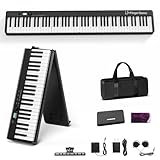 Finger Dance Faltbares Klavier, 88 Tasten Full Size Semi Weighted Keyboard Digital Piano, tragbare elektronische Tastatur mit Bluetooth MIDI, mit Tragetasche für Anfänger