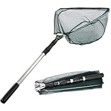 Kescher Angeln, Teleskop Kescher Angelrute mit Langem Griff, Faltbare Gummierter Angelkescher, Angel Kescher Teich Karpfenkescher für Erwachsene und Kinder