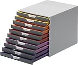 Durable Schubladenbox A4 (Varicolor) 10 Fächer für Dokumentenablage, mit Etiketten zur Beschriftung, mehrfarbig, 761027