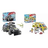 PLAYMOBIL City Action 71144 SWAT-Geländefahrzeug, modernes SEK-Geländefahrzeug & City Life 71202 Rettungswagen mit Licht und Sound, Spielzeug für Kinder ab 4 Jahren