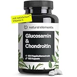 natural elements Glucosamin & Chondroitin – 180 Kapseln – mit Vitamin C für eine normale Kollagenbildung* – hochdosiert, ohne unnötige Zusätze – in Deutschland produziert & laborgeprüft
