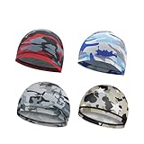 4 Stk Biker Bandana Cap, Atmungsaktiv nimmt Schweiß auf Hat, Sport Bandana Mütze, Atmungsaktive Fahrrad Kopftuch, Quick-Dry Bike Radfahren, Kopftuch Pirat Schal Stirnband, für Laufen Wandern Klettern