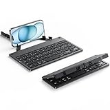 TECURS Faltbare Bluetooth Tastatur mit Ständer, Klappbare Tastatur Wiederaufladbare, Ultraflache Tragbare Mini Kabellose Tastatur für iPad Tablet Smartphone und mehr iOS Android Windows