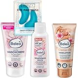 Set für trockene Haut 4er Pack: 1 x Balea Waschcreme sanft, 150 ml, 1 x Creme-Öl Handlotion, 100 ml, 1 x Reinigungsmilch Sanft, 200 ml, 1 x YeautyAugenpads Deep Hydration (1 Paar), 2 St