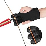 IPENNY Unisex Schießhandschuh Leder 3 Finger Traditionell Bogenschießen Handschuhe Shooting Handschutz Schutzhandschuhe Schutzpolster Tab Bogen Schießen Protector für Jugendliche Erwachsene Anfänger