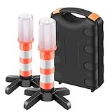 COFEMY LED Notfall Flares Set - Rotes Licht für Autobahn Straß Sicherheitsleuchte Camping-Lampe Alternative zu Sicherheitsdreieck LED-Notfall, 2 Leuchten (1)