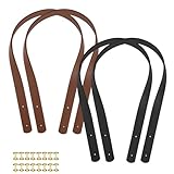 SPRHR 4 Stück Lederriemen für Taschen, Taschenriemen Leder mit Befestigungsnieten, Weich und Stark, Taschenhenkel für Häkeltaschen Geeignet für Handtaschen, Schulranzen, Rucksäcke (60 cm / 2cm)