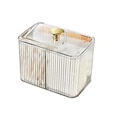 Hausio Wattepadspender - Wattestäbchen Behälter mit Deckel, Acryl Aufbewahrung, Wattestäbchen Halter für Badezimmer, Kosmetik Organizer, Zahnseide, Make up Schwämme (Transparent, 1 Stück)
