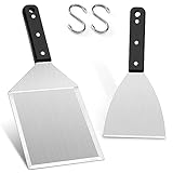 HaWare Grillspachtel Set, Edelstahl Plancha Spachtel 2er Set für Smash Burger, Grillspachtel Grillwender für Gasgrill, Feuerplatte und Teppanyaki, Grill Geschenke für Männer - Spülmaschinenfest