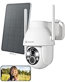 COCOCAM 2K Überwachungskamera Aussen Akku WLAN, Solar Kamera Überwachung Aussen Outdoor Kamera, Außenkamera kabellos mit AI-Mensch-Erkennung, Farbige Nachtsicht, Alexa-kompatibel, 2-Wege-Audio, IP66